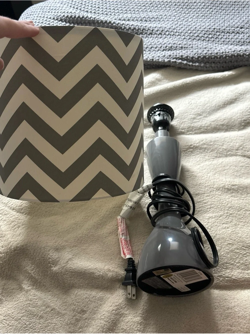 Target Gray Chevron Lamp Shade with Gray Gloss Table Lamp